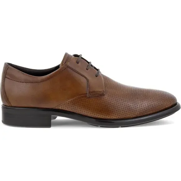 NWT ECCO Men's CITYTRAY Cap Toe Tie Oxford, Brown (AMBER), 9-9.5 US medium